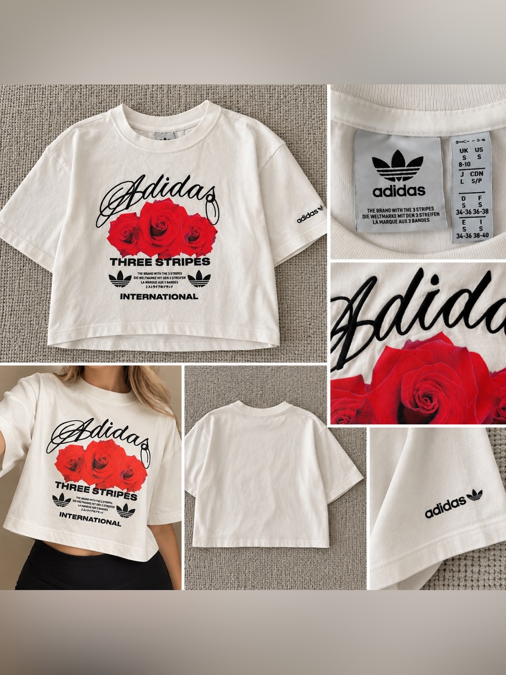Adidas White Crop Tee
